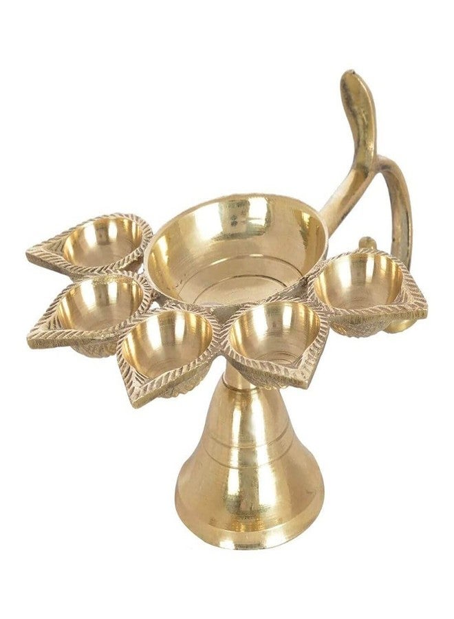 MAYAPURI Brass Panch Aarti Lamp/Pancharti Diya Oil Lamp/Panch Aarti Jyoti Puja Diya for Diwali - Image 2
